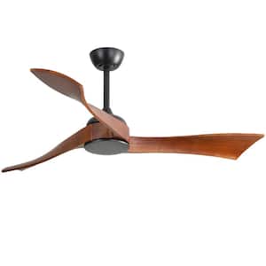 52 in. Indoor/Outdoor 6 Fan Speeds Ceiling Fan in Black with Remote Control