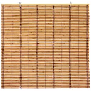Oriental Furniture Burnt Bamboo Cordless Window Shade Two-Tone Honey 24 in. W x 72 in. L