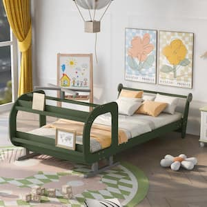 Green Fabric Frame Twin Platform Bed for Home or Office