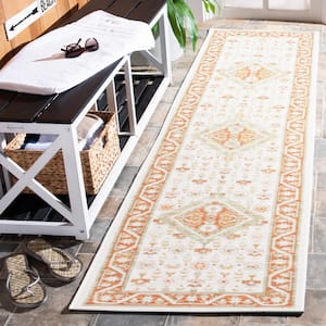 Sunrise Ivory/Rust Sage 2 ft. x 8 ft. Floral Border Reversible Indoor/Outdoor Runner Rug