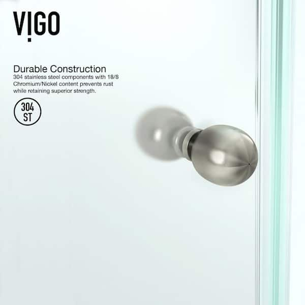 Verona 40 in. L x 40 in. W x 77 in. H Frameless Pivot Neo-angle Shower Enclosure Kit in Brushed Nickel with Clear Glass