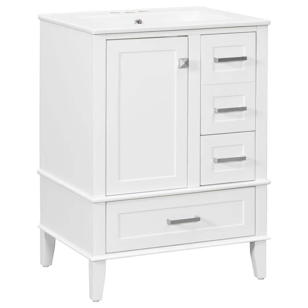 24.8 in. W White Freestanding Bath Vanity with White Ceramic Top Sink,Soft-Close Door, Deep Drawer price history on PriceWatchPro