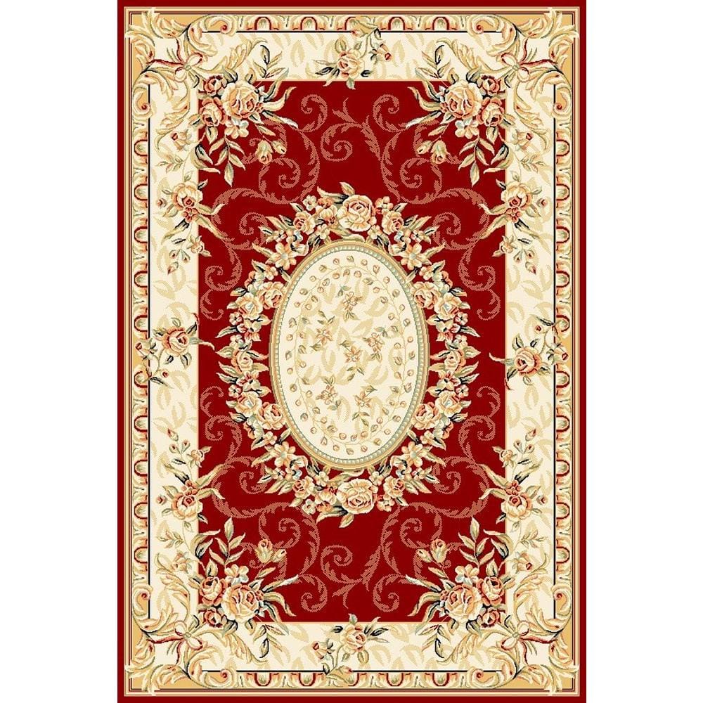 Red and Ivory Floral 12' x 15' Synthetic Area Rug