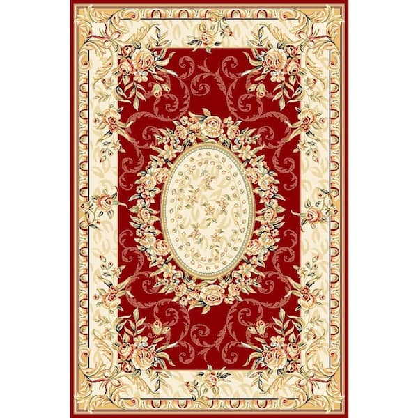 SAFAVIEH Lyndhurst Red/Ivory 5 ft. x 8 ft. Floral Medallion Border Area Rug