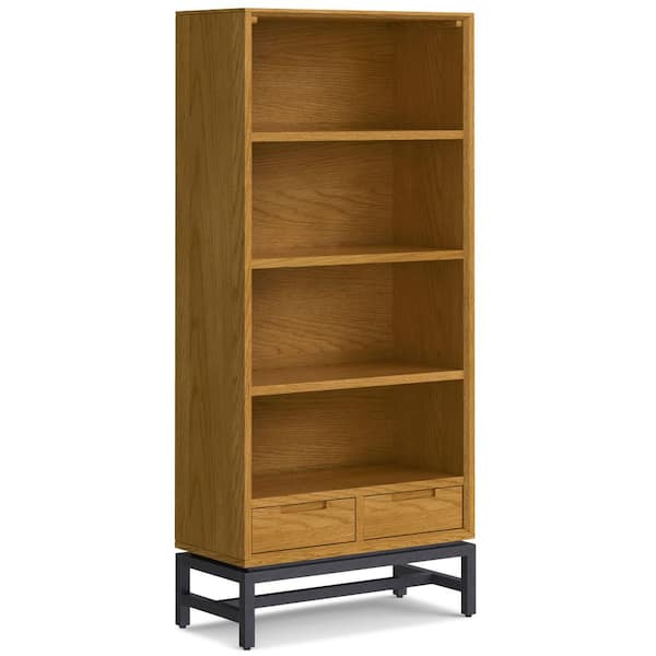 Banting 66 in. Tall OAK SOLID WOOD and Metal Rectangle Industrial Bookcase