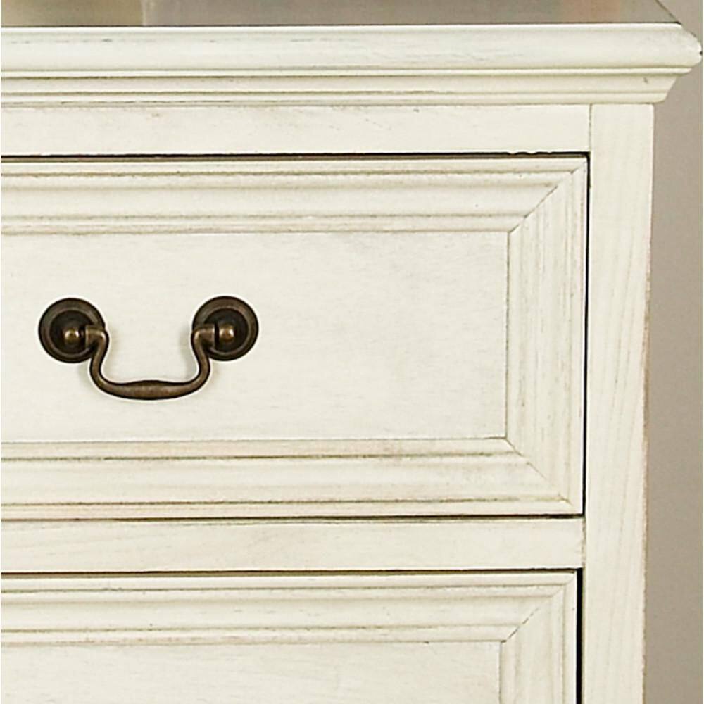 Elegant Cream Solid Wood & Metal 3-Drawer Storage Side Table