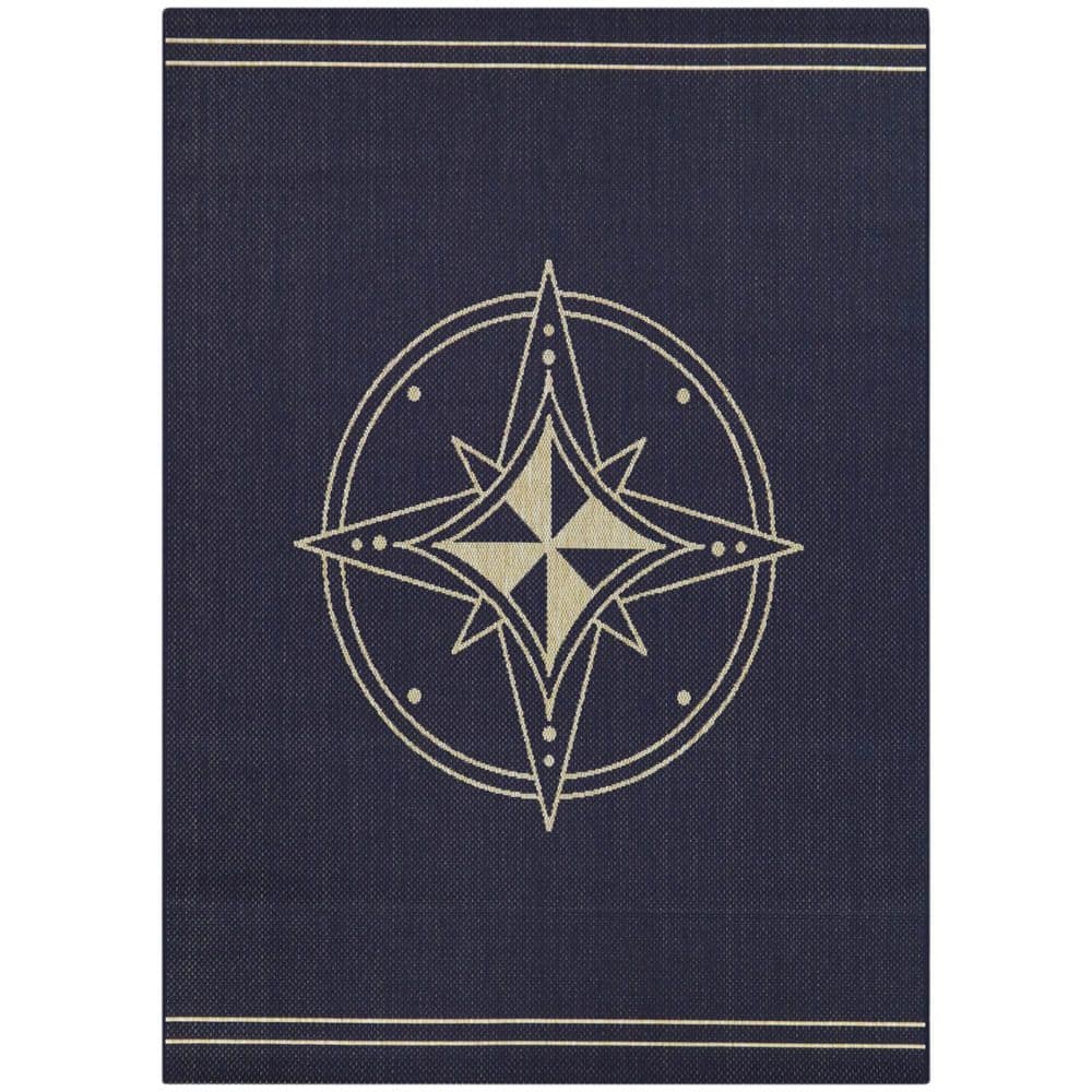 Rozsa Navy Blue 5 ft. 3 in. x 7 ft. Nautical Indoor/Outdoor Area Rug ...