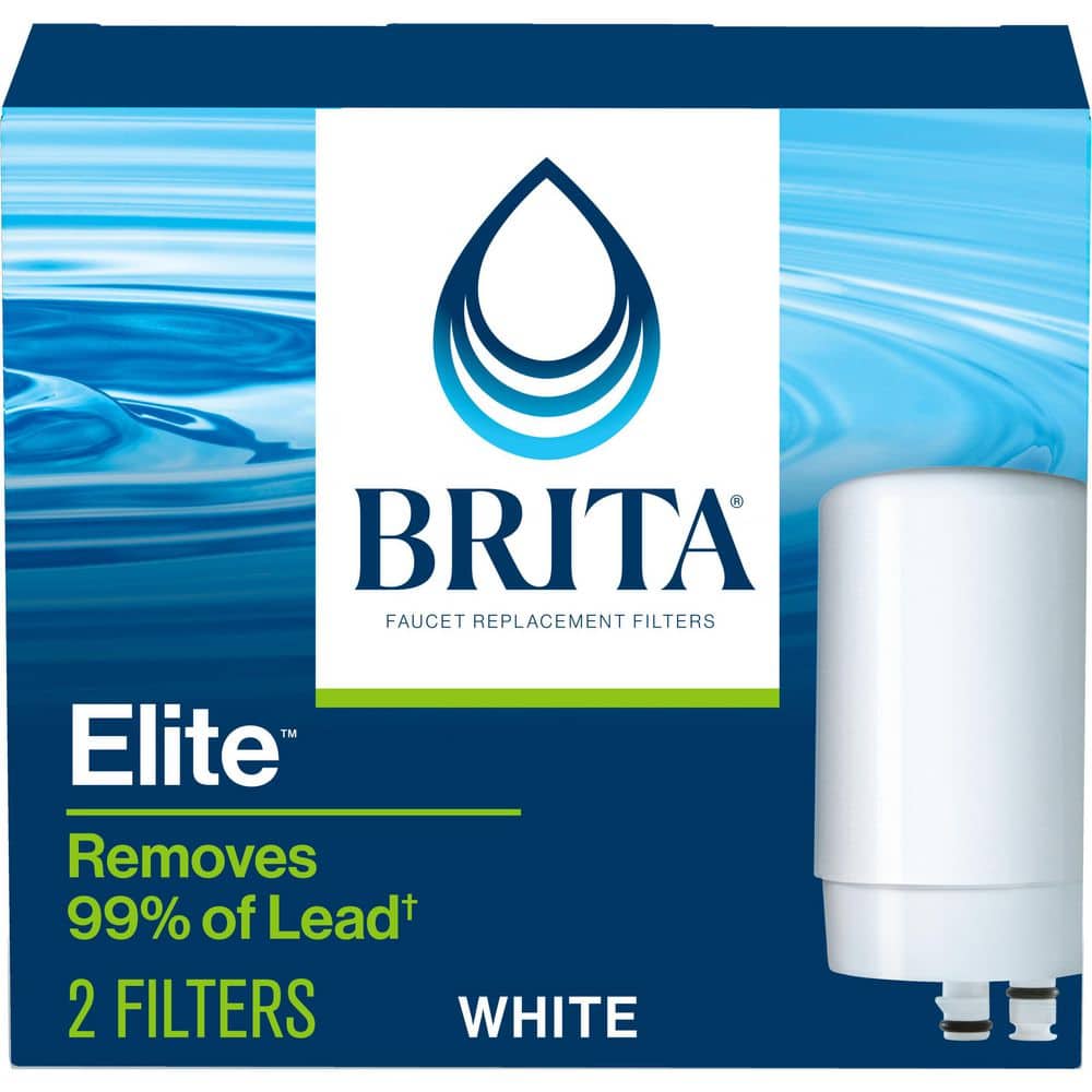Brita Elite Faucet Mount System Replacement Water Filters in White, BPA Free, Reduces Lead (2-Pack)