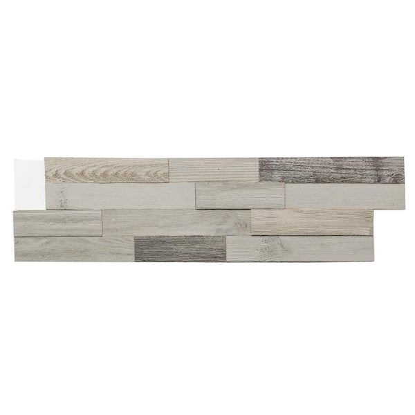 Aspect 6.5 in. x 0.5 in. Weathered Barn Reclaimed Matted Wood Tiles