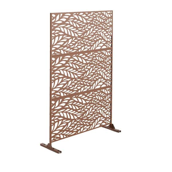 Tidoin 6.33 ft. H x 3.93 ft. W Brown Laser Cut Privacy Mesh Screening Garden Metal Fence Panel