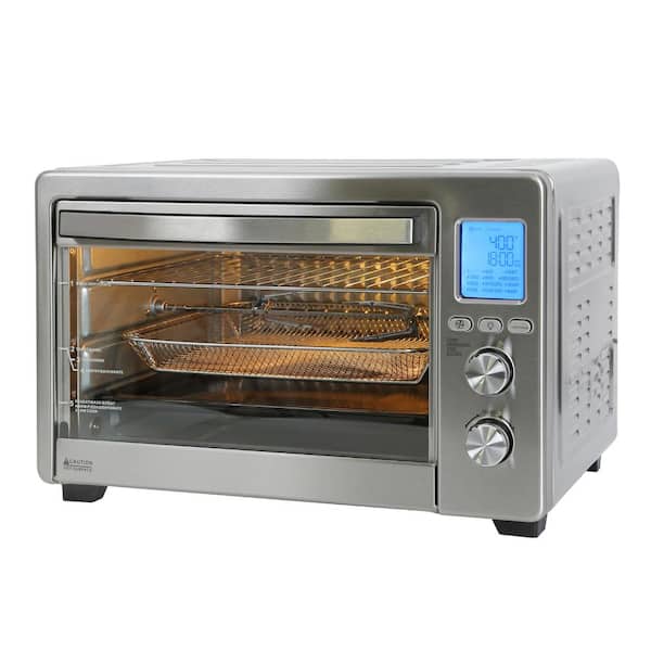 34 qt. 1750W 6-Slice Stainless Steel Air Fryer Toaster Oven with Fry Basket, 12-Cook Modes and LCD Digital Screen