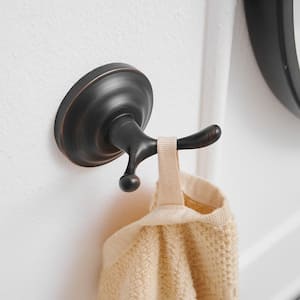 Traditional J-Hook Double Robe/Towel Hook Bathroom Towel Hooks Towel and Robe Wall Hooks in Oil Rubbed Bronze(4 Pack)