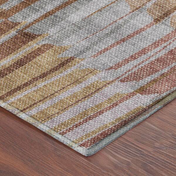 Mayfield Premium Machine Washable Abstract AMF2271 Copper 10 ft. x 14 ft. Area Rug