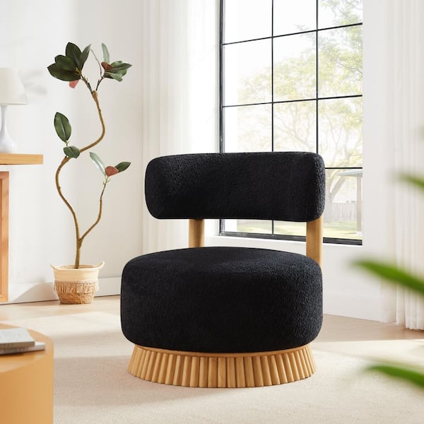 Marisol Black Polyester Modern Farmhouse Armless Chair, Thatched Roof Rod Design