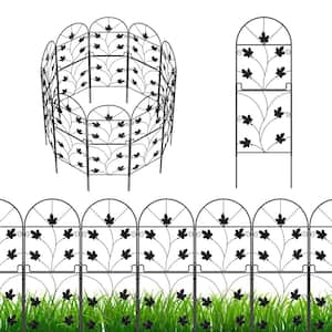 38 in. x 13 in., No-Dig Metal Garden Decorative Fence, Black Trellis Garden Fence (10-Pack)