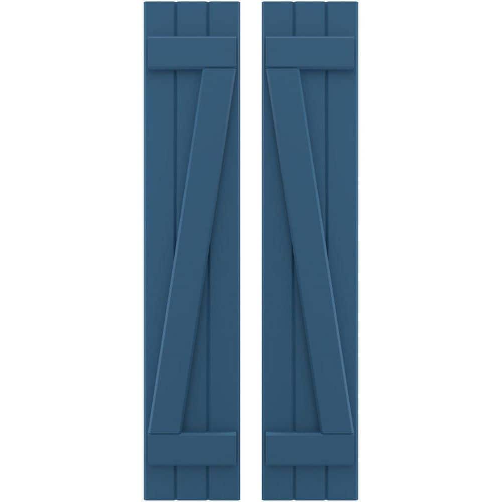 10-1/2 in. W x 64 in. H Americraft 3-Board Exterior Real Wood Joined Board and Batten Shutters w/Z-Bar in Sojourn Blue price history on PriceWatchPro