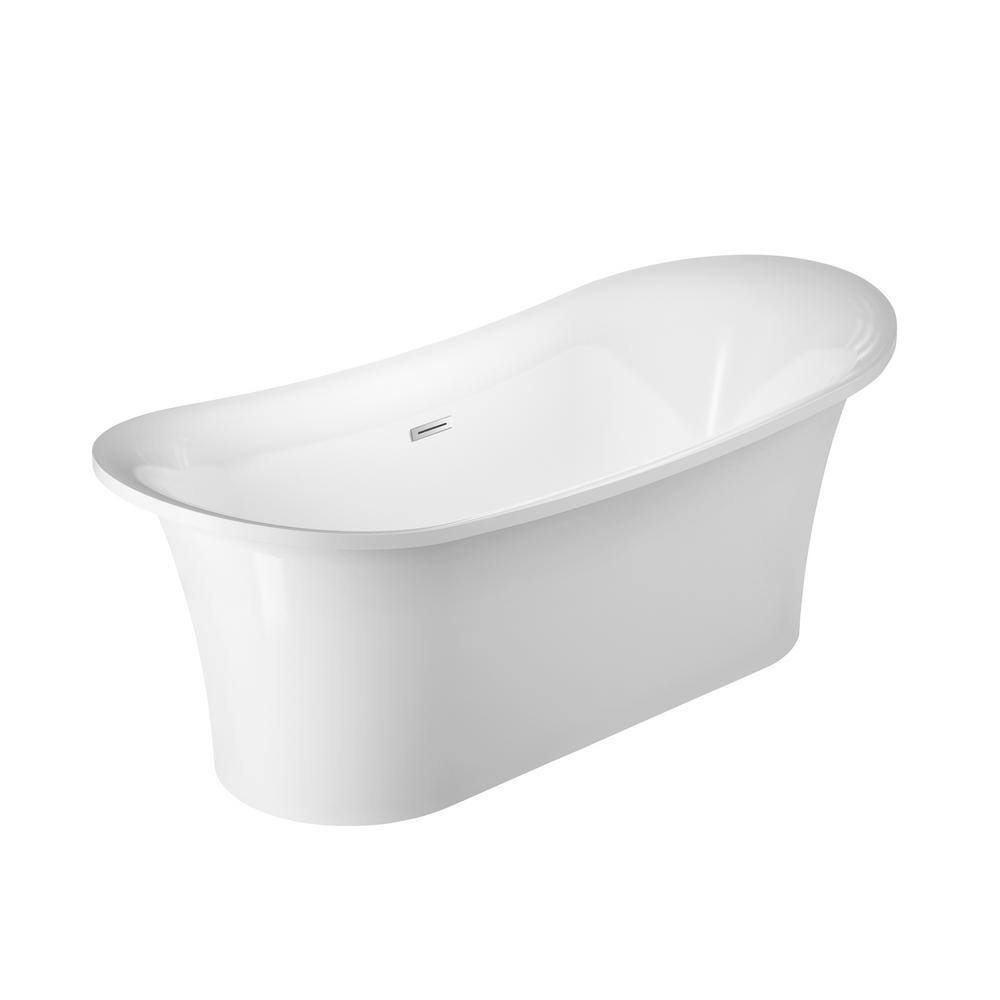 Nydia 72'' White Freestanding Acrylic Soaking Bathtub