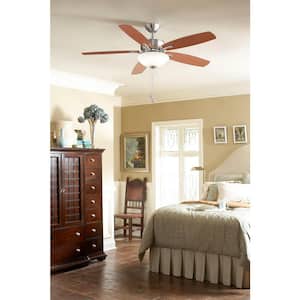 Aire Deluxe 52 in. Brushed Nickel Ceiling Fan with Cherry/Dark Walnut Blades and LED Bowl Light Kit