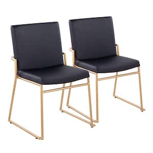 Dutchess Black Faux Leather and Gold Side Dining Chair (Set of 2)