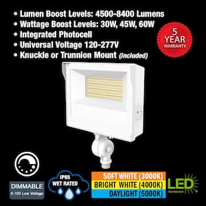 175-Watt Equivalent White Integrated LED Flood Light Adjustable 4500-8400 Lumens and CCT with Photocell