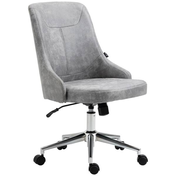 Vinsetto Leisure Office Chair Linen Fabric Swivel Computer Home Study  Bedroom with Wheels Grey w/