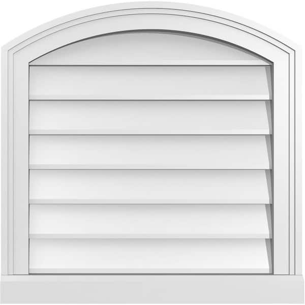 Ekena Millwork 22 in. x 22 in. Arch Top Surface Mount PVC Gable Vent: Functional with Brickmould Sill Frame