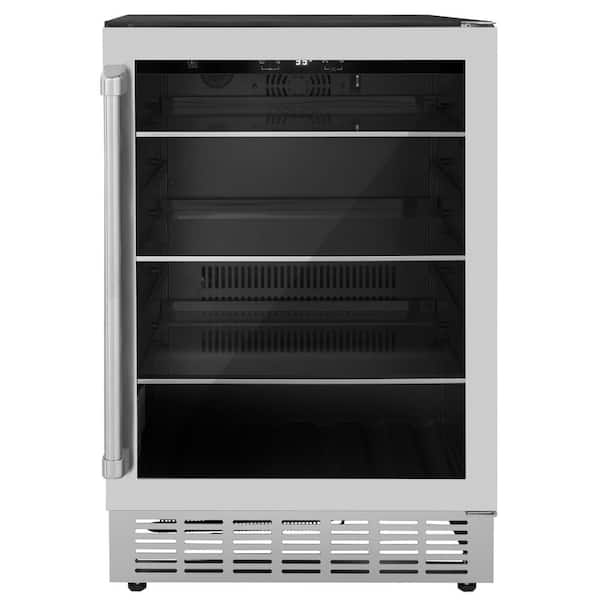 ZLINE Kitchen and Bath Monument 24 in. Single Zone 154-Can Beverage Fridge with LED Lighting in Stainless Steel