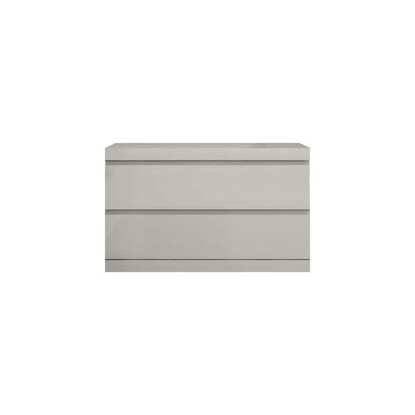 20" Light Gray Wood Two Drawer Nightstand