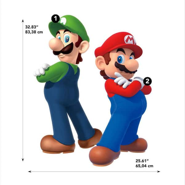 Super Mario Luigi and Mario Multicolor Giant Peel and Stick Wall Decals