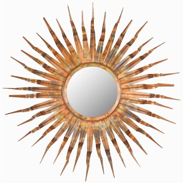 Sun 37 in. x 37 in. Iron and Glass Framed Mirror