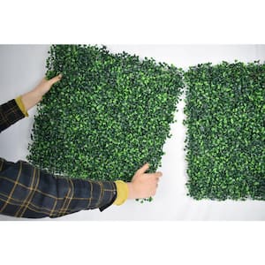 12- Piece 20 in. x 20 in. Artificial Boxwood Panels, Grass Wall Faux Boxwood Hedge Wall Panel Green Grass Backdrop Wall