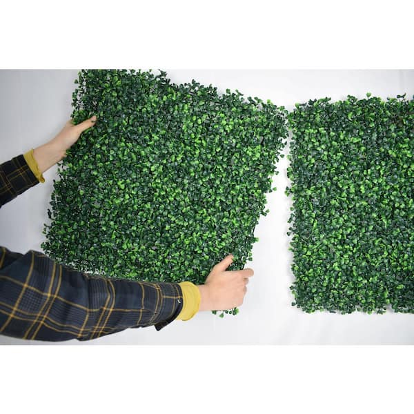 LHY 12- Piece 20 in. x 20 in. Artificial Boxwood Panels, Grass Wall Faux Boxwood Hedge Wall Panel Green Grass Backdrop Wall