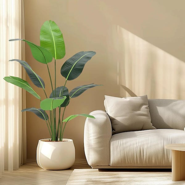 5 ft. Artificial Tree Bird of Paradise with 10 Trunks, 1-Piece 60 in. Plant Fake Banana Tree Plant with Pot
