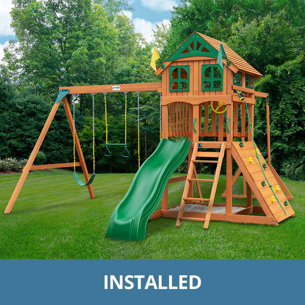 Reviews for Gorilla Playsets Professionally Installed Outing III Wooden Outdoor Playset with
