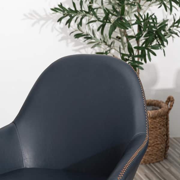 スツール BLUESTAR OrangeOne 26 in. Navy Blue Wood Frame Swivel Cushioned Bar