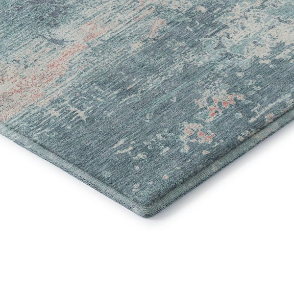 Mayfield Premium Machine Washable Abstract AMF1778 Teal 10 ft. x 14 ft. Area Rug