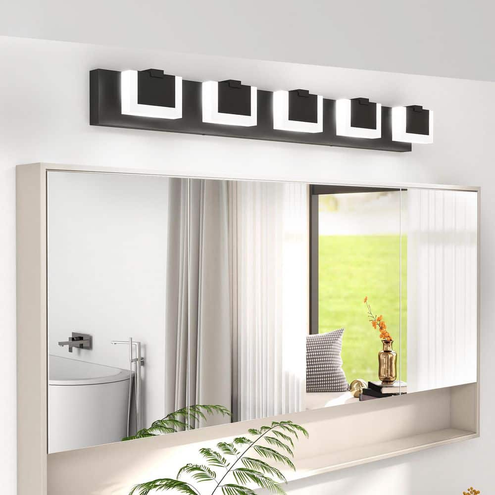 5 Lights Modern Black LED Vanity Light Up and Down Black Bathroom Lighting Fixtures price history on PriceWatchPro