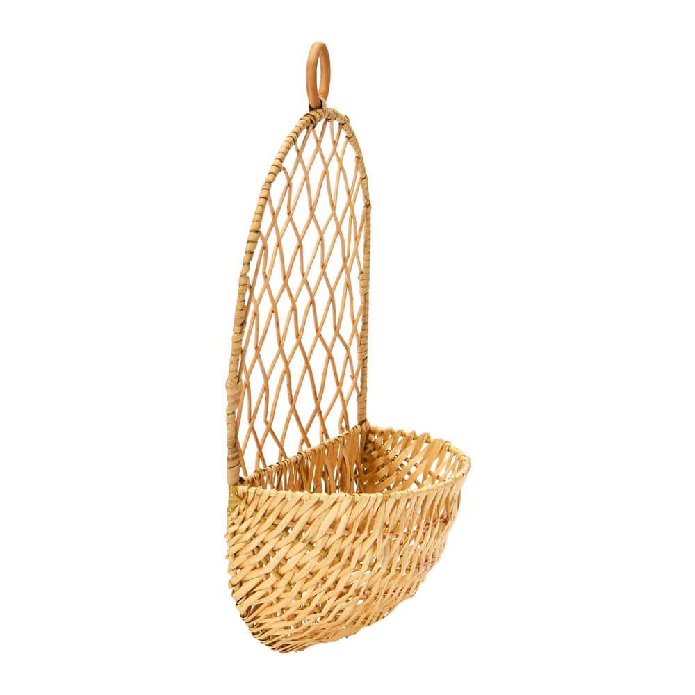 Hand-Woven Oval Wicker Storage Basket, 16" Natural