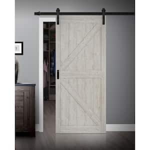 36 in. x 84 in. Sandstone Oak K Design Solid Core Interior Barn Door with Rustic Hardware Kit