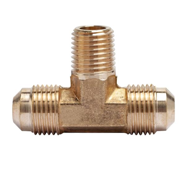 LTWFITTING 3/8 in. Flare x 3/8 in. Flare x 1/4 in. MIP Brass Branch Tee Fitting (5-Pack)