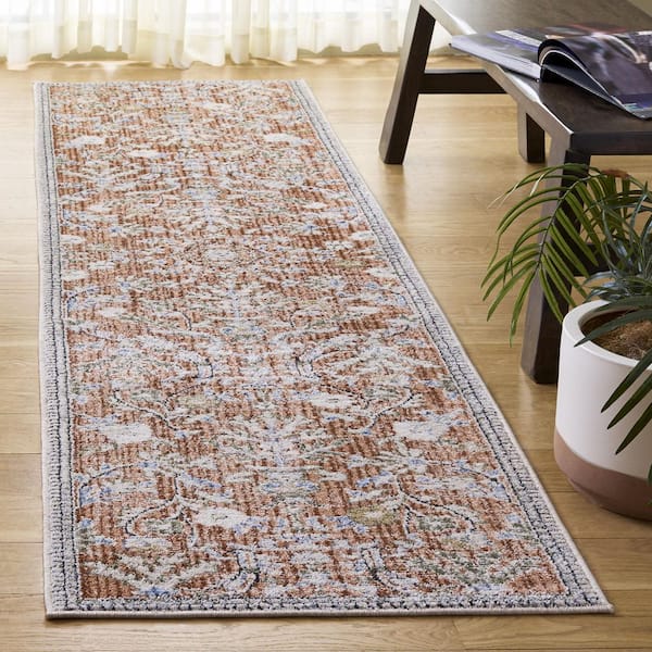 Grove 2 ft. x 8 ft. Rust/Blue Persian Runner Rug