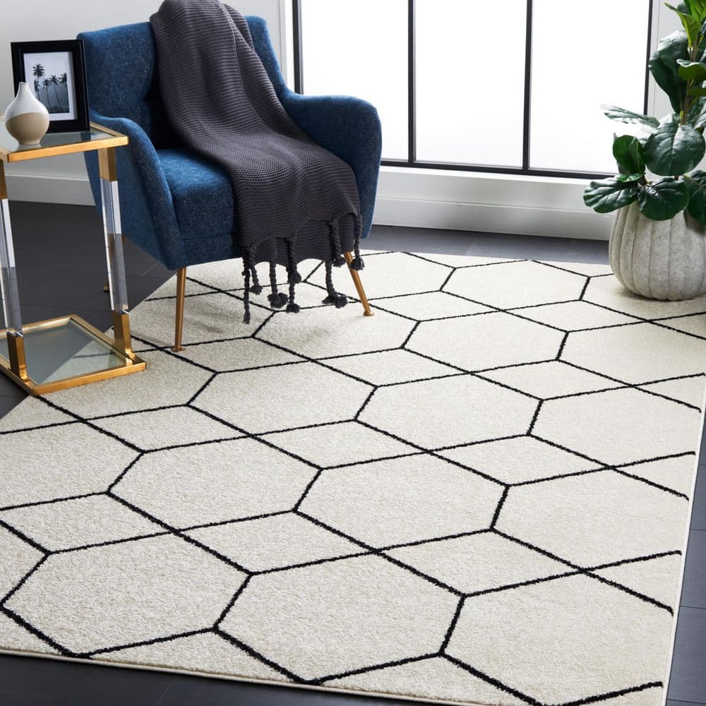 Tulum 4 ft. x 6 ft. Ivory/Black Geometric Modern Area Rug price history on PriceWatchPro