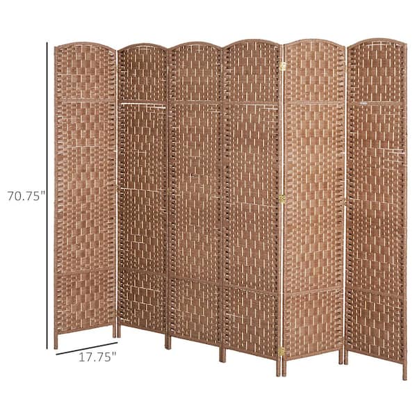 6 ft. Natural Tall Room Divider Weave Fiber Folding Privacy Screens (6-Panel)