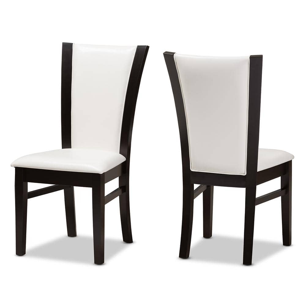 Adley Dark Brown and White Faux Leather 5-Piece Dining Set