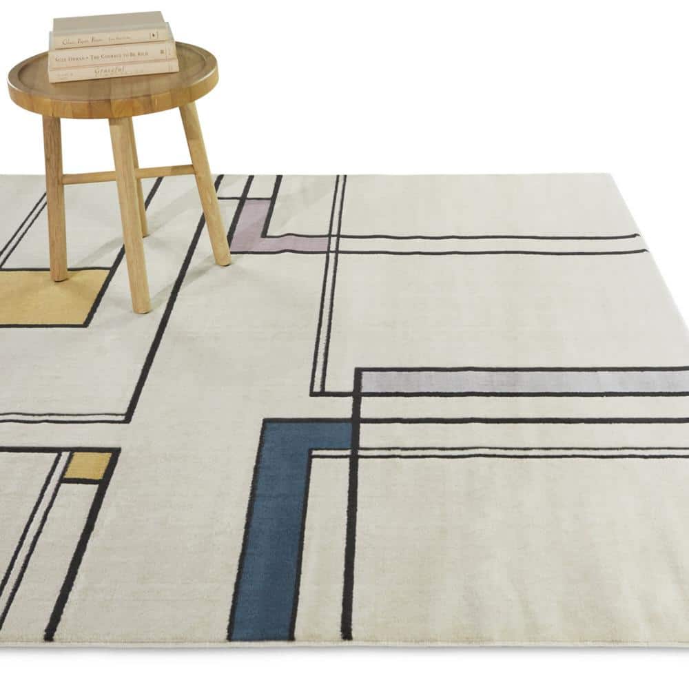 Multicolor Geometric Pattern Rectangular Synthetic Area Rug