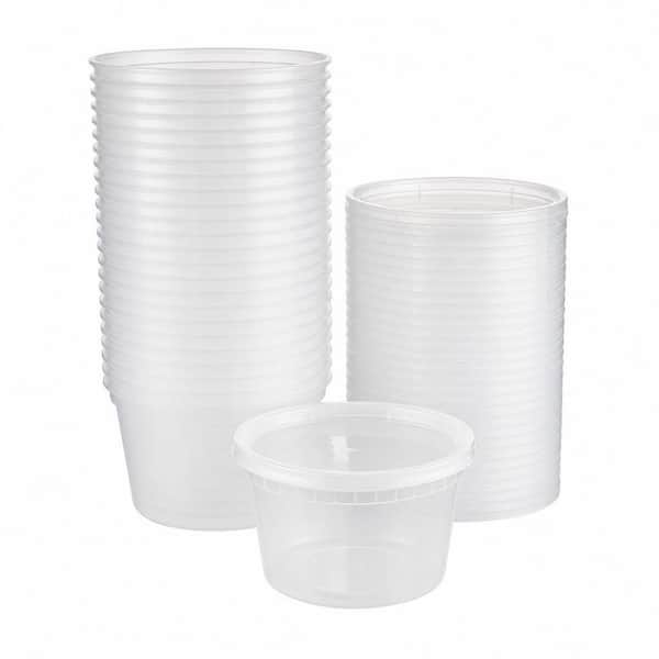 48 Set Reliable Food Grade Polypropylene 16 oz. Clear Food Storage Containers with Airtight Lids, Microwave Freezer Safe