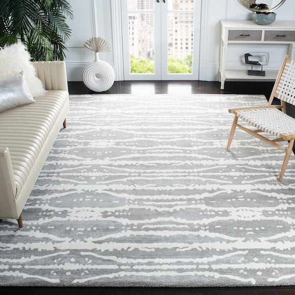 Soho 8 ft. x 11 ft. Gray/Ivory Striped Abstract Area Rug