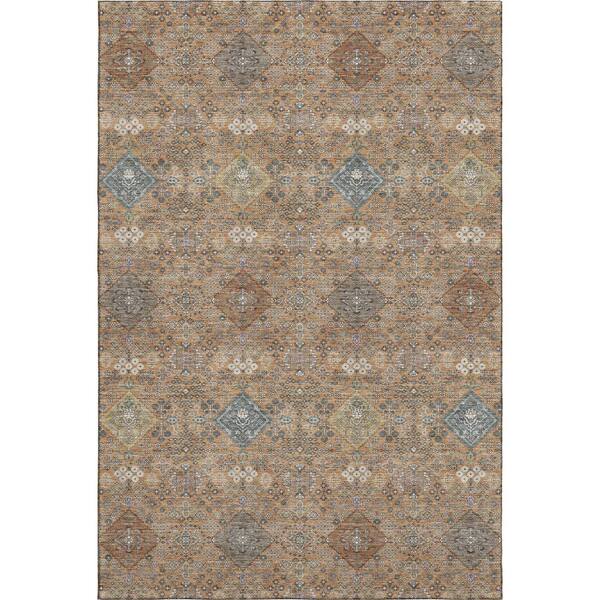 Mayfield Premium Machine Washable Abstract AMF2440 Copper 9 ft. x 12 ft. Area Rug