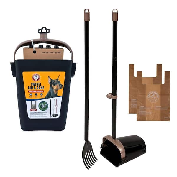 Primehome 32-Inch Pet Poop Scooper with Swivel Bin, Rake, and Bags