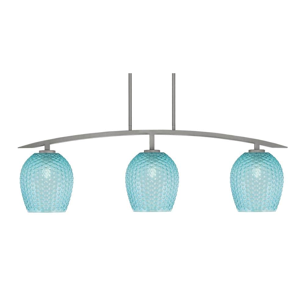 Siena 41 in. 3-Light Graphite Chandelier with 7.5 in. Turquoise Textured Gl